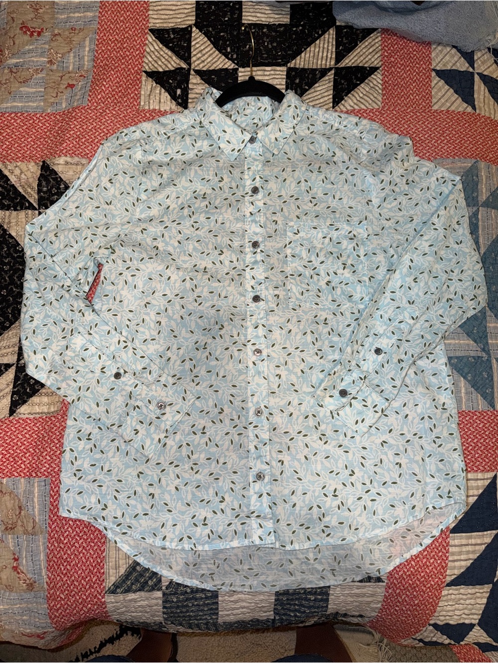 Style & Co. Light Blue Floral Button-Down Blouse